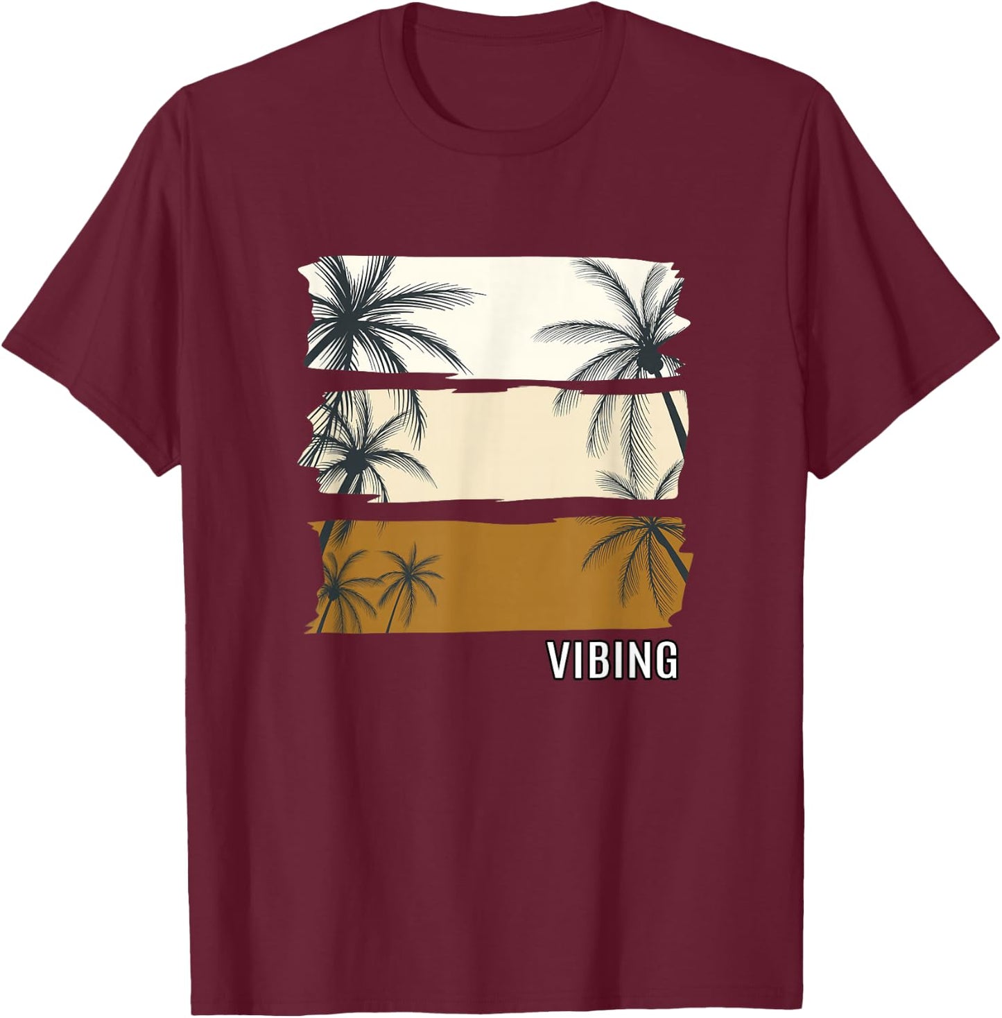 Tan Color Vibing-x3 Shades Tan Graphic T-Shirt - T-Shirt | Maroon