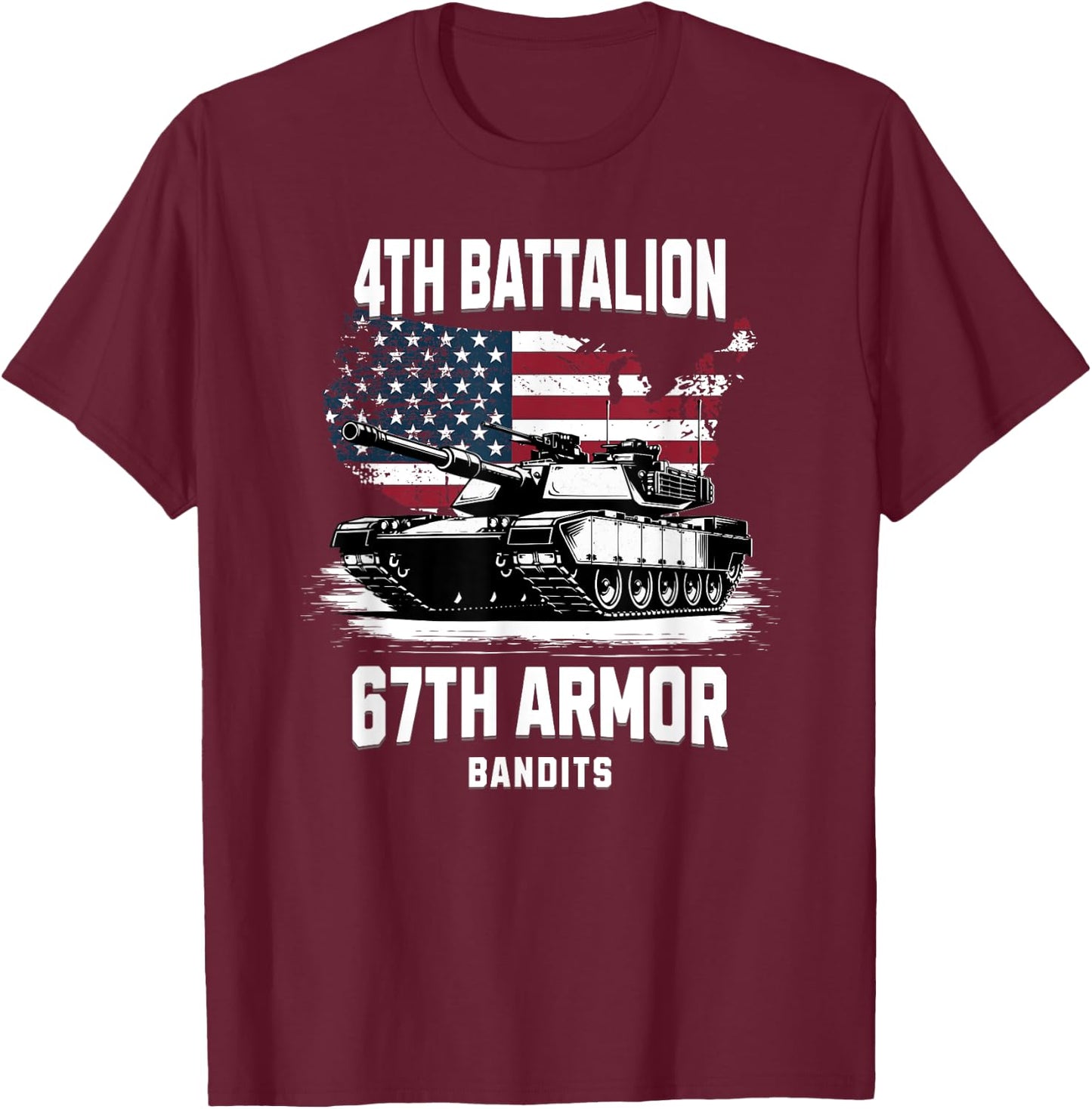 4th Battalion 67th Armor M1 Abrams Tank Military Veteran T-Shirt - T-Shirt | Maroon