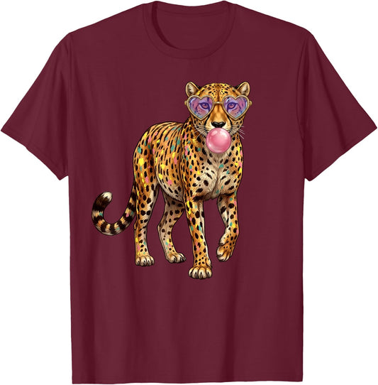 Cheetah Bubblegum Sunglasses Funny Animal Lovers Teen Girls T-Shirt - T-Shirt | Maroon
