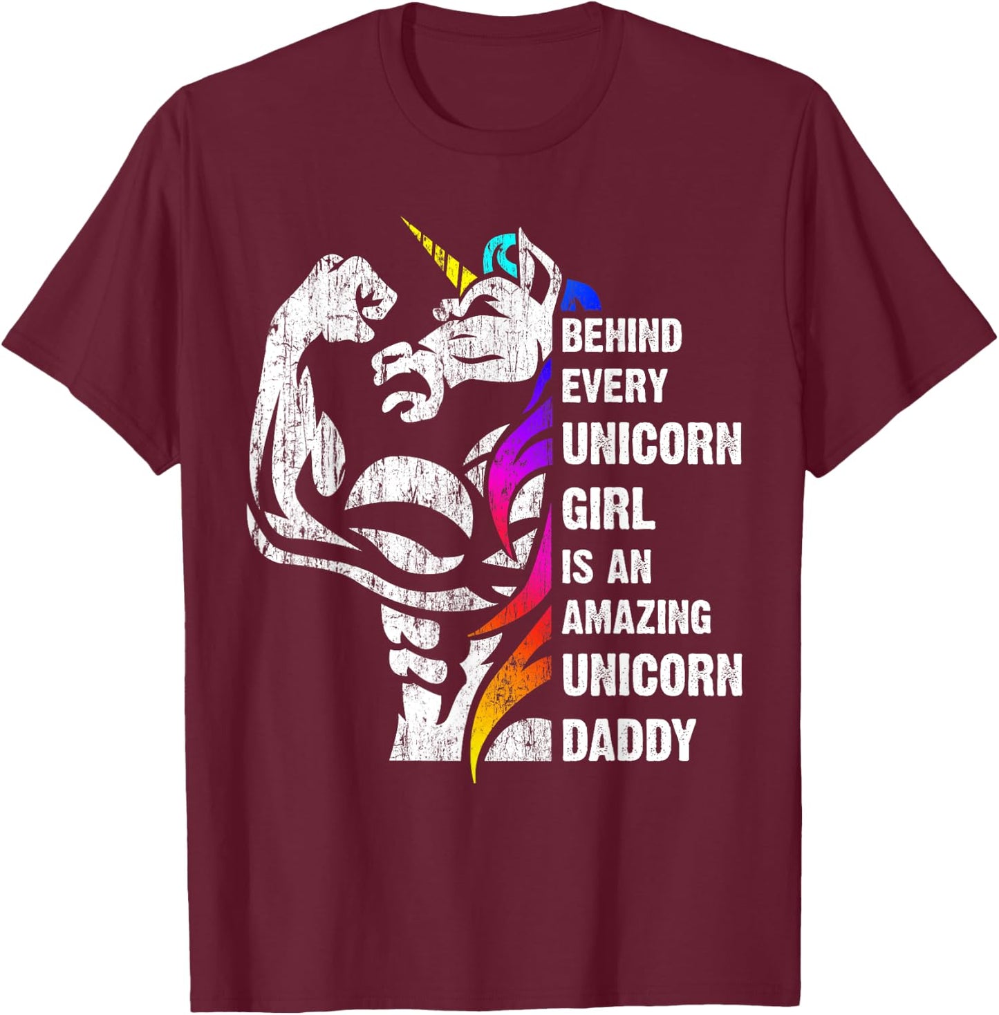 Unicorn Dad Dadacorn Dadicorn Daddycorn Inspirational Quote T-Shirt - T-Shirt | Maroon