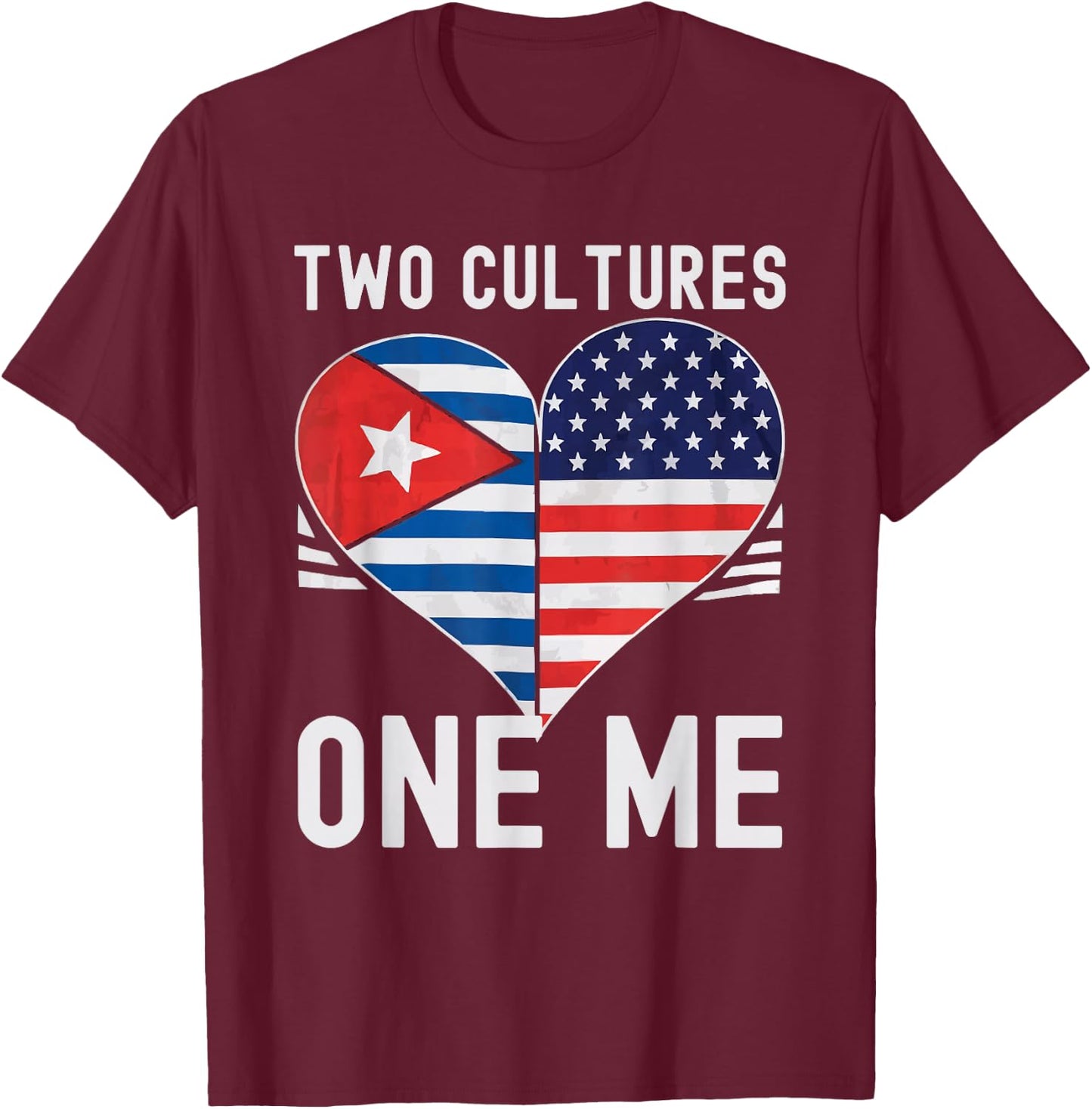 Half Cuban Half American USA Flag Cuba America T-Shirt - T-Shirt | Maroon