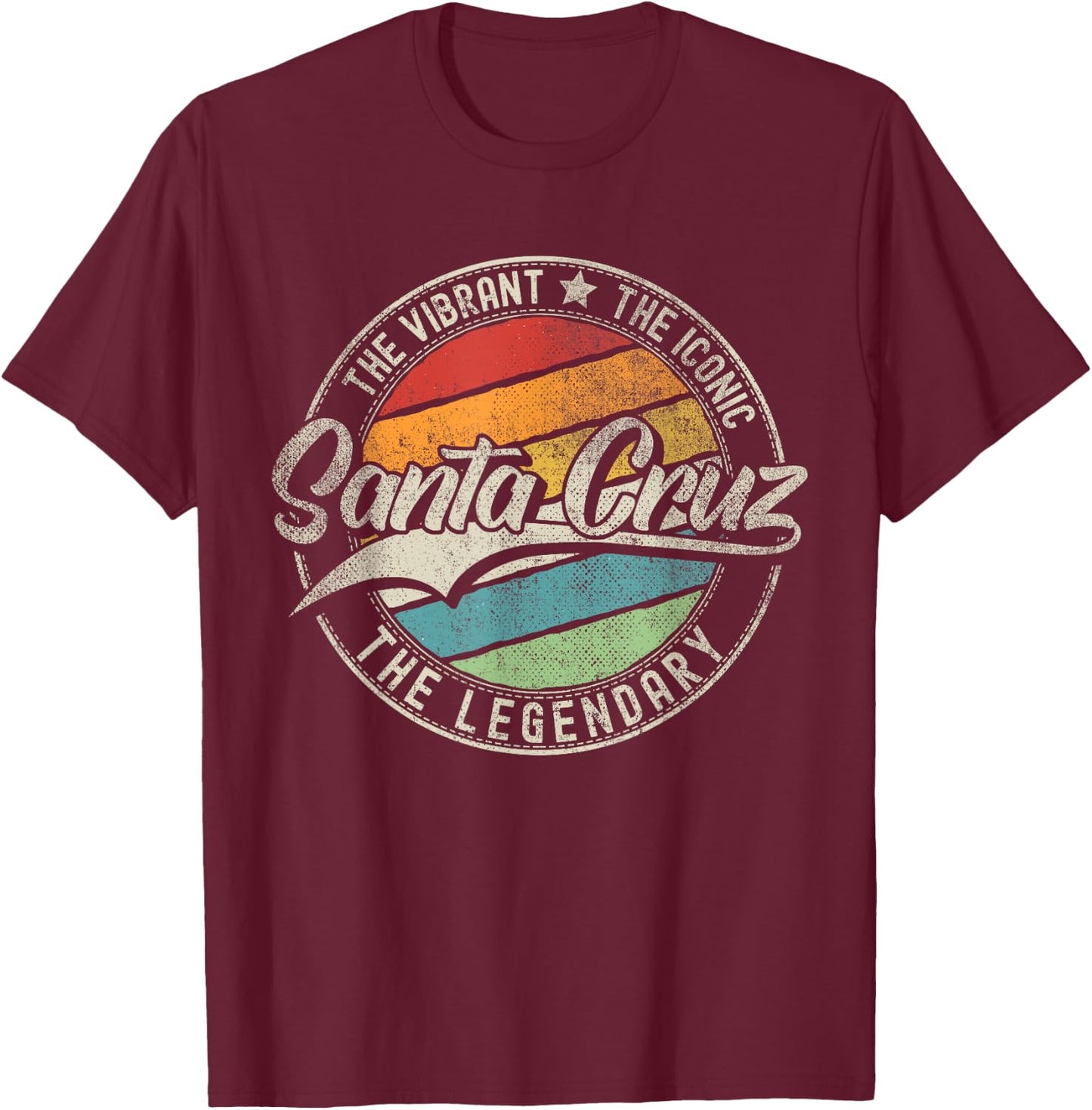 Santa Cruz CA | California | Vintage Distressed T-Shirt - T-Shirt | Maroon