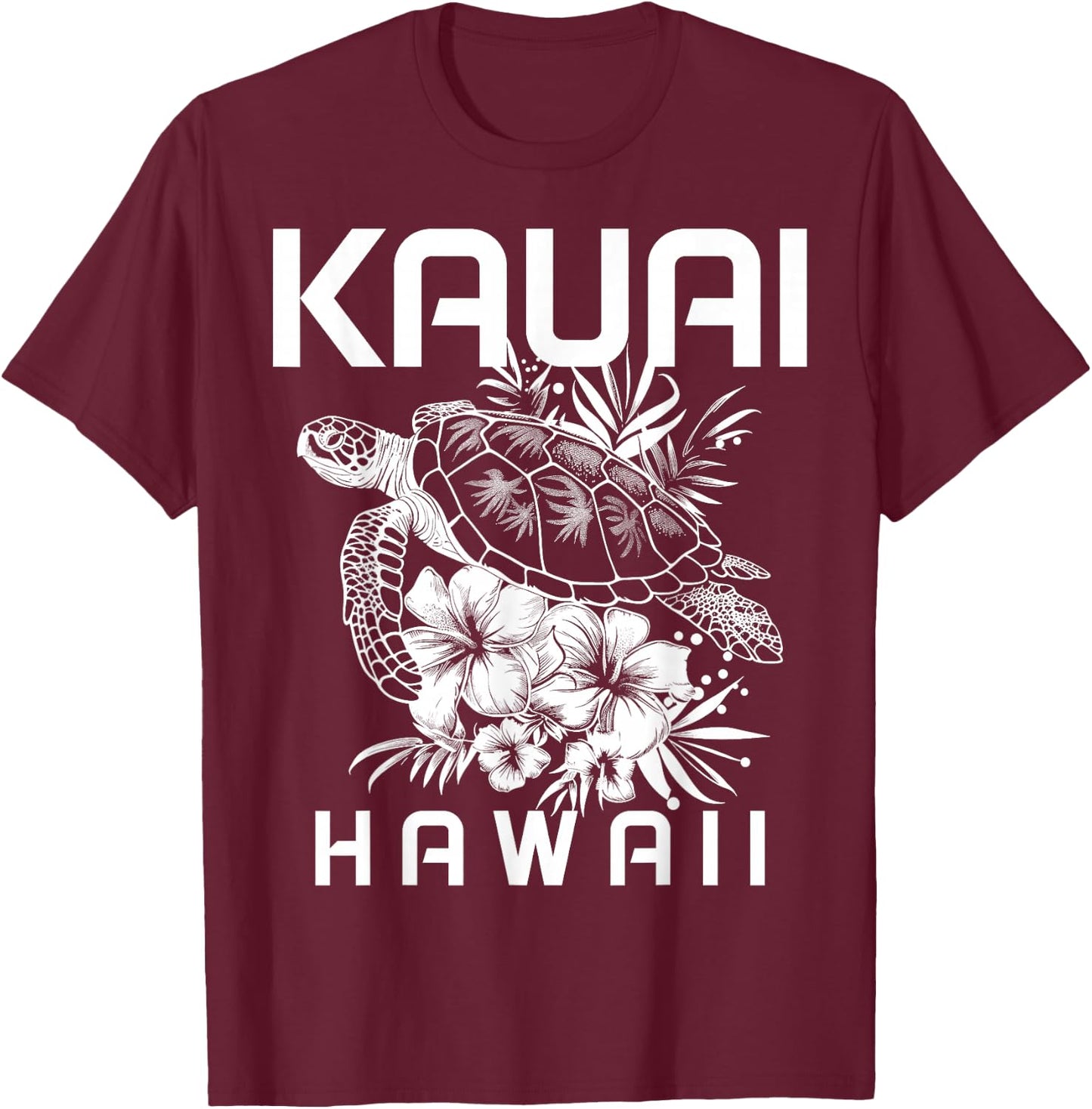 Kauai Hawaii Sea Turtle Hawaiian Surfer Souvenir T-Shirt - T-Shirt | Maroon
