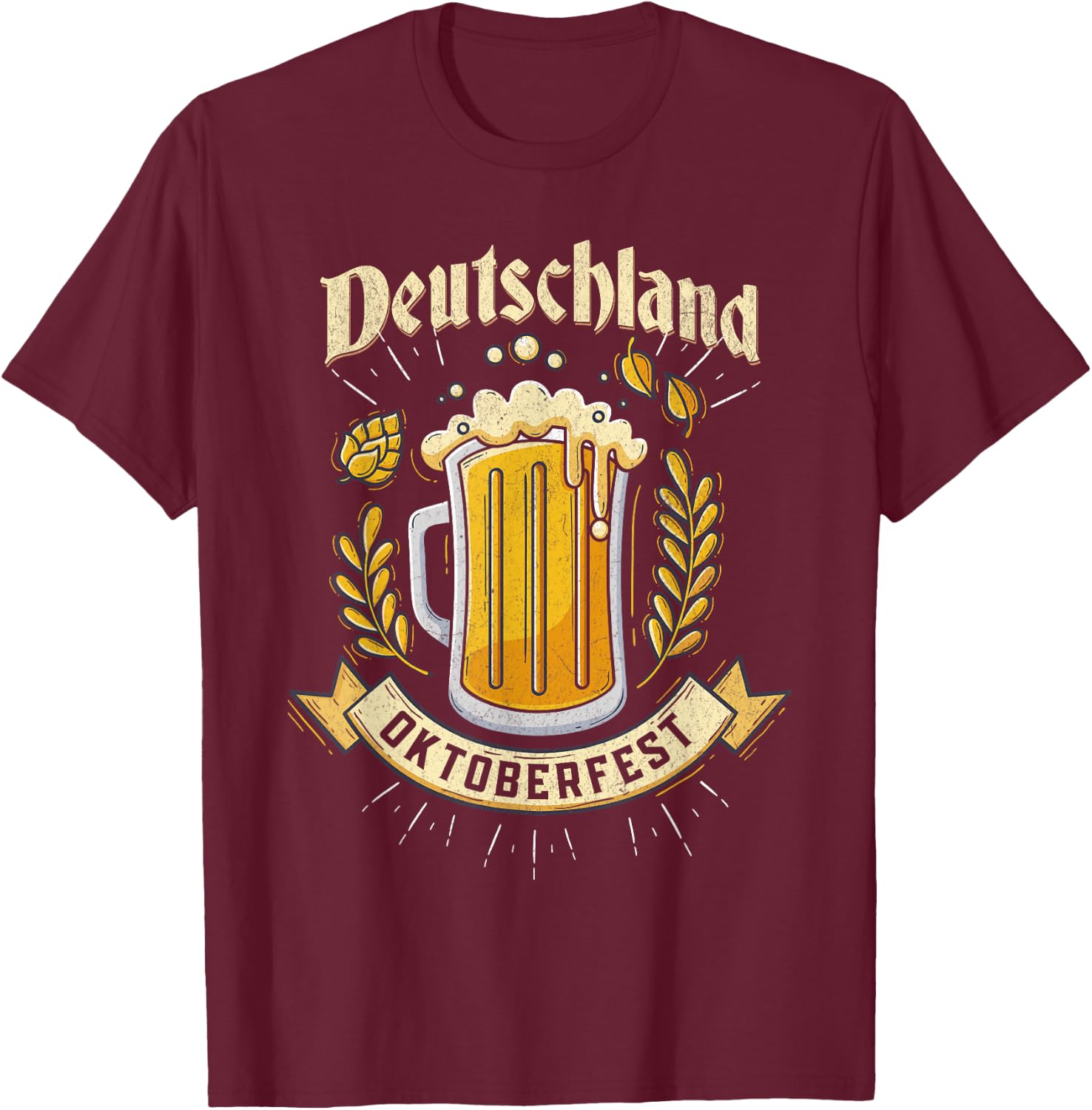 Deutschland Oktoberfest German Beer Festival Party Outfit T-Shirt - T-Shirt | Maroon