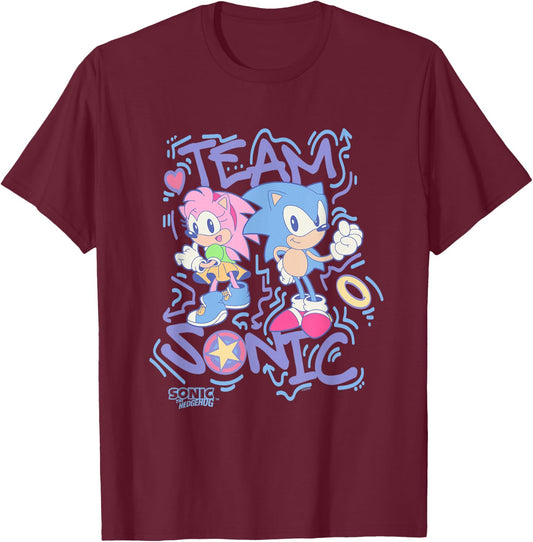 Sonic The Hedgehog Team Sonic Amy Rose Vintage T-Shirt - T-Shirt | Maroon