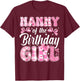 Nanny of The Birthday Girl Family Pink Coquette Bow T-Shirt - T-Shirt | Maroon