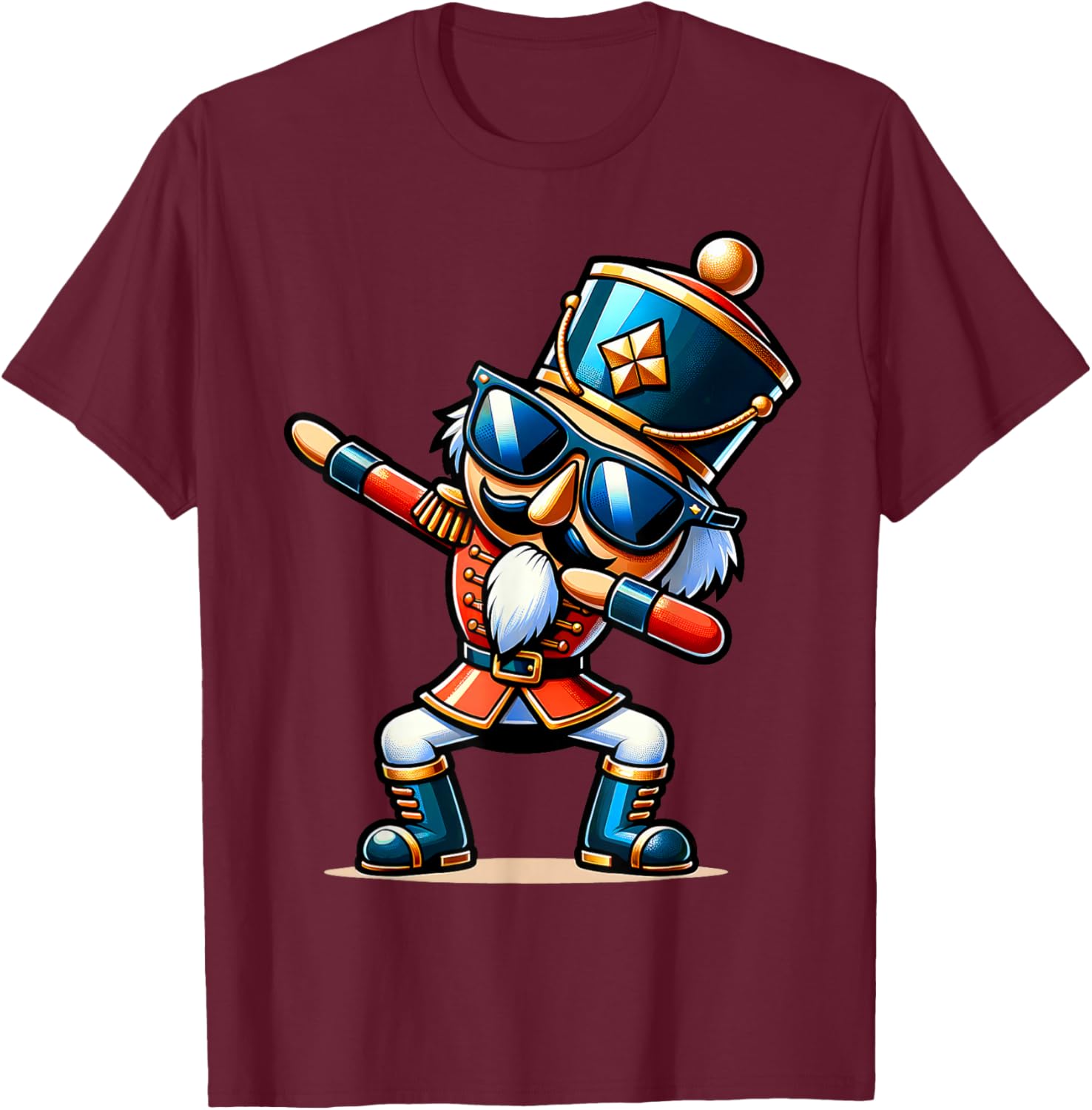 Christmas Nutcracker Dabbing Boys Santa Xmas Funny T-Shirt - T-Shirt | Maroon