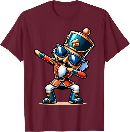 Christmas Nutcracker Dabbing Boys Santa Xmas Funny T-Shirt - T-Shirt | Maroon