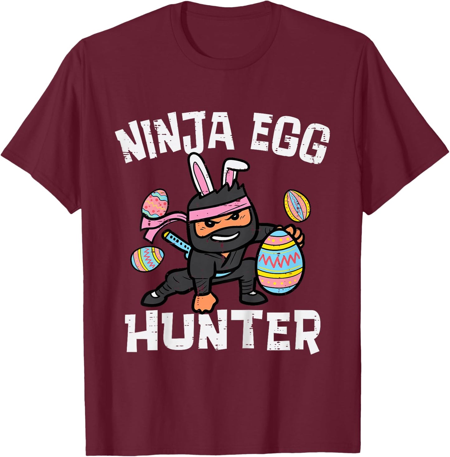 Kids Easter Ninja Bunny Egg Hunter Funny Boys Kids Toddler Youth T-Shirt - T-Shirt | Maroon