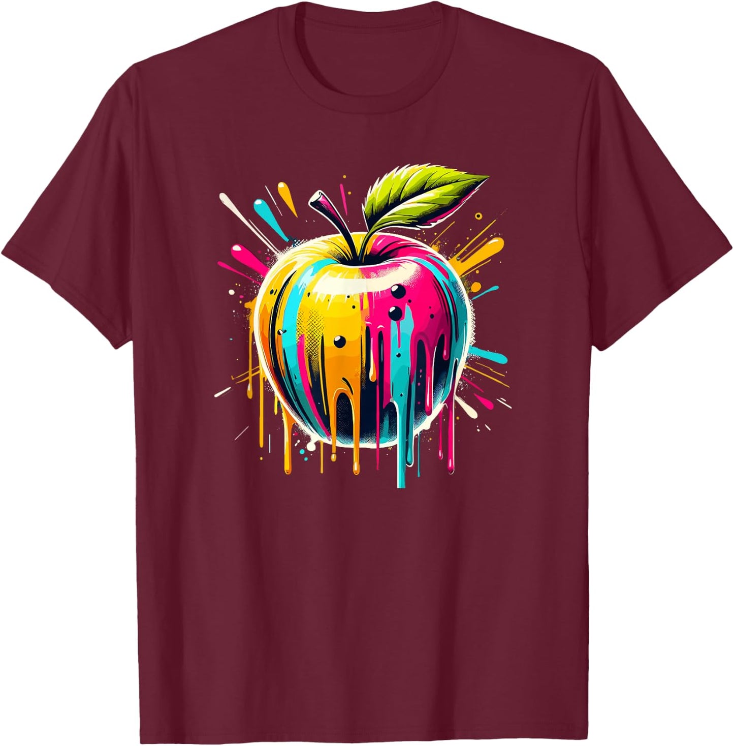 Colorful Pop Art Apple Apples T-Shirt - T-Shirt | Maroon
