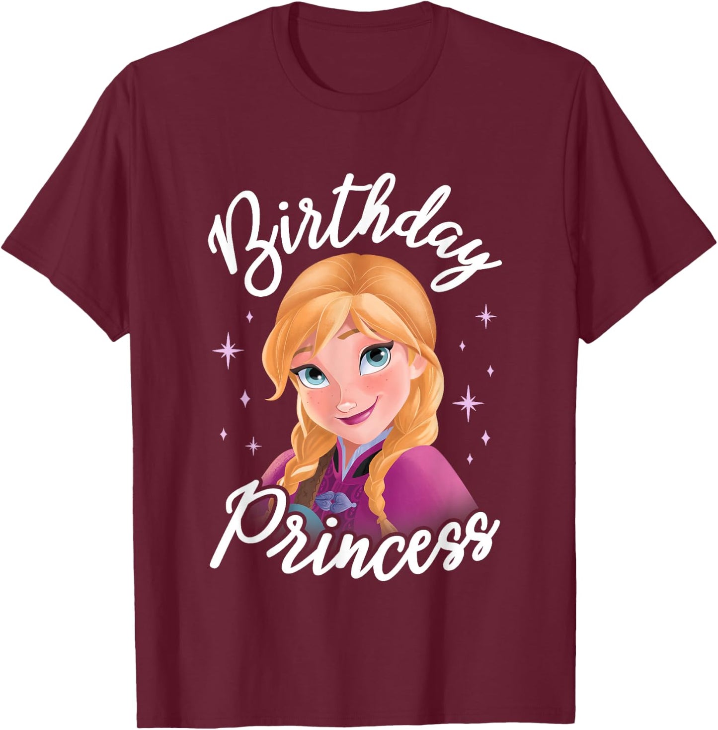 Disney Frozen Birthday Princess Cute Anna Big Chest Portrait T-Shirt - T-Shirt | Maroon