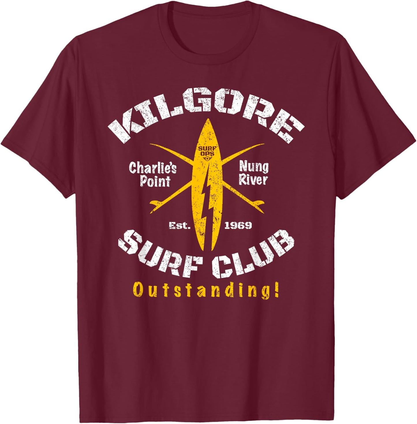 Surf Ops Kilgore Surf Club OUTSTANDING T-Shirt - T-Shirt | Maroon
