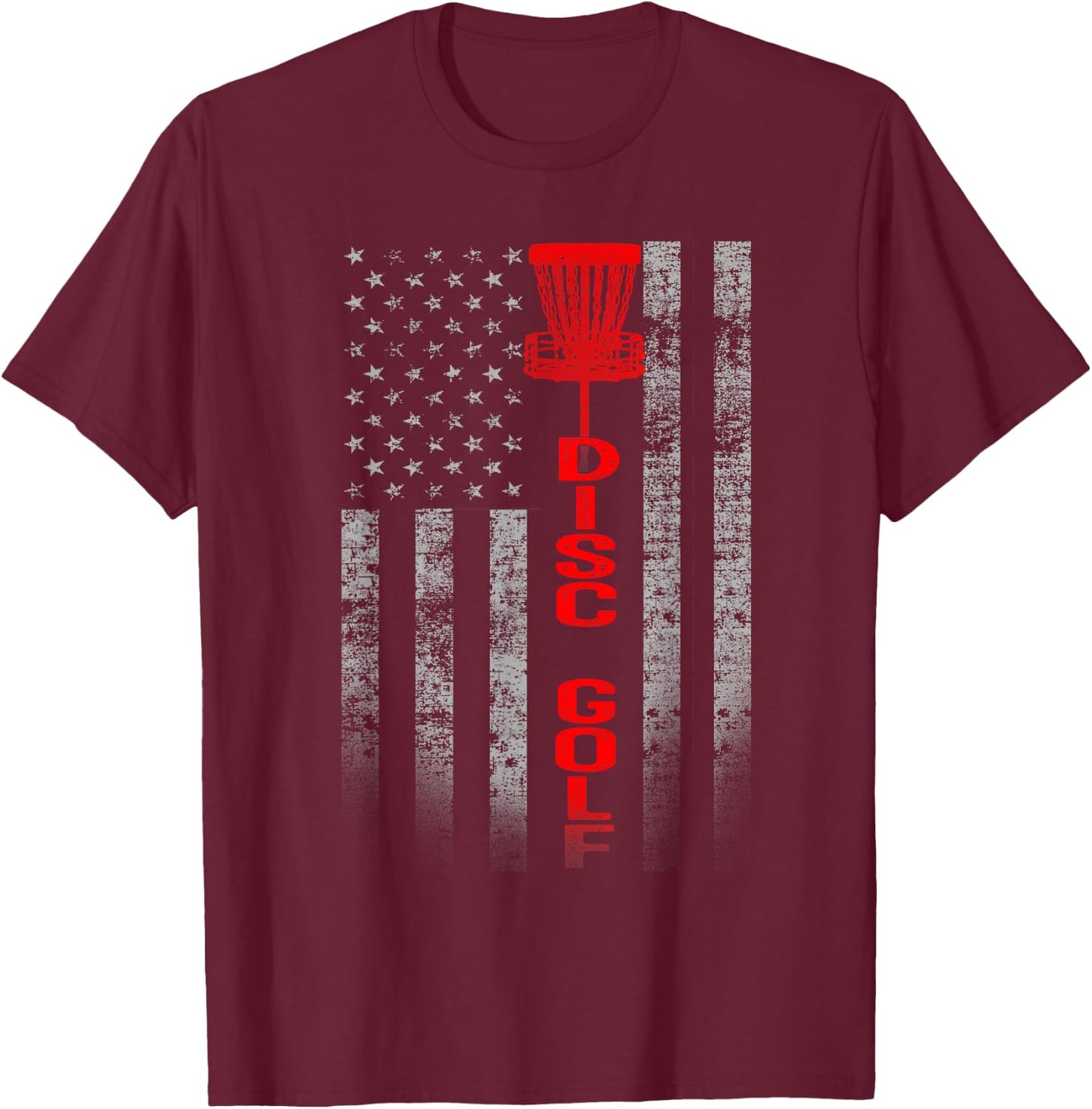 Disc Golf Basket Flag Design - Gift Disc Golfers T-Shirt - T-Shirt | Maroon