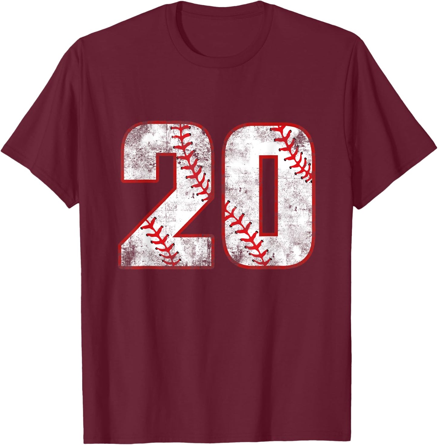 20 Year Old Baseball Player Sports 20 Jersey 20th Birthday T-Shirt - T-Shirt | Maroon