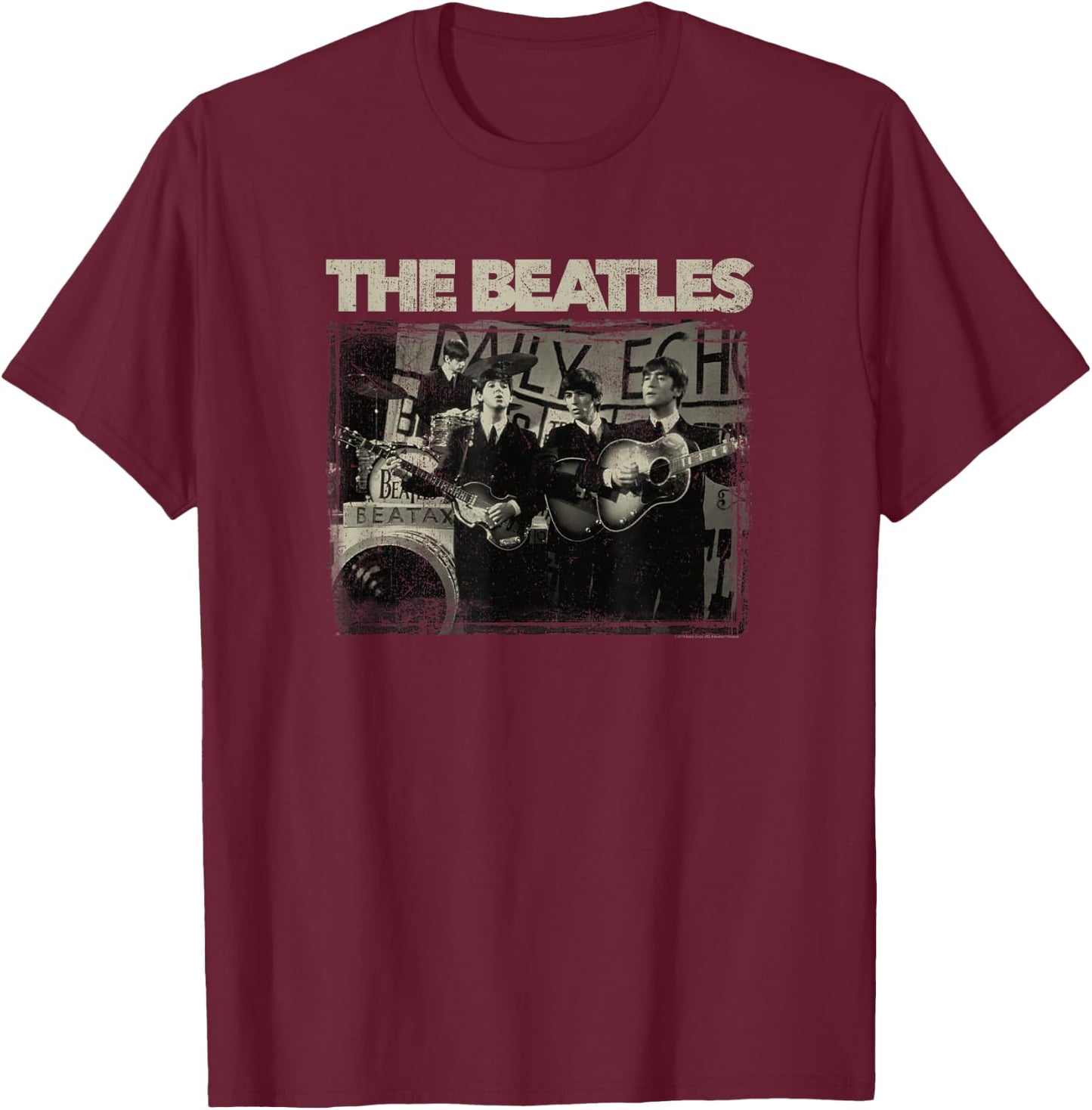 The Beatles Monochrome T-Shirt - T-Shirt | Maroon