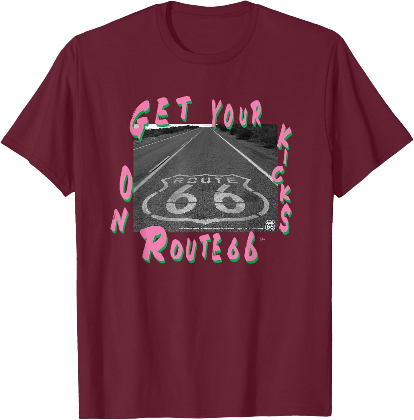 Route 66/ (rt66-04) T-Shirt - T-Shirt | Maroon