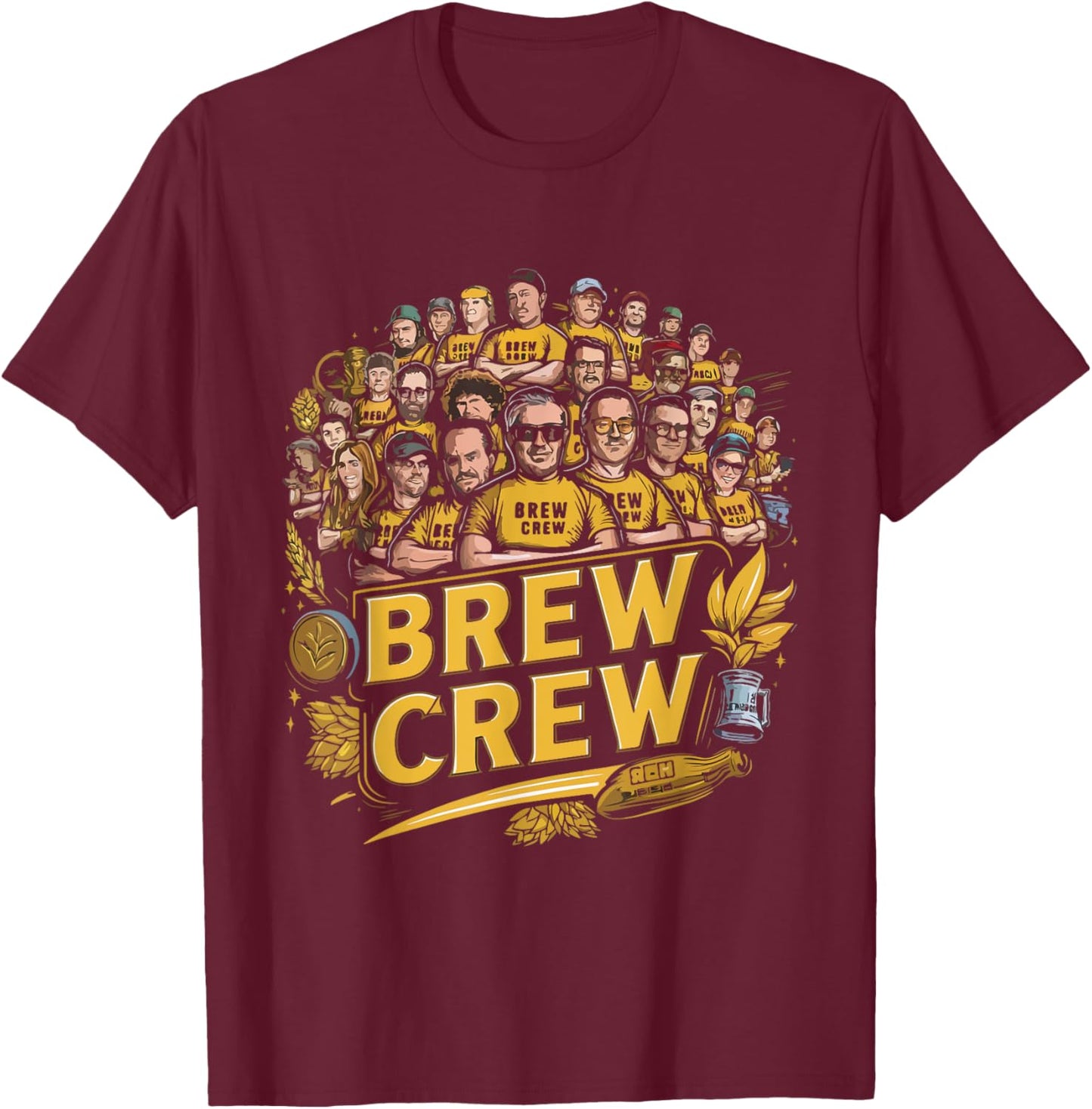 Brew Crew Crafting Home Brewing Beer T-Shirt - T-Shirt | Maroon
