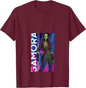 Marvel Guardians of The Galaxy Vol. 3 Vintage Gamora Panel V-Neck T-Shirt - T-Shirt | Maroon