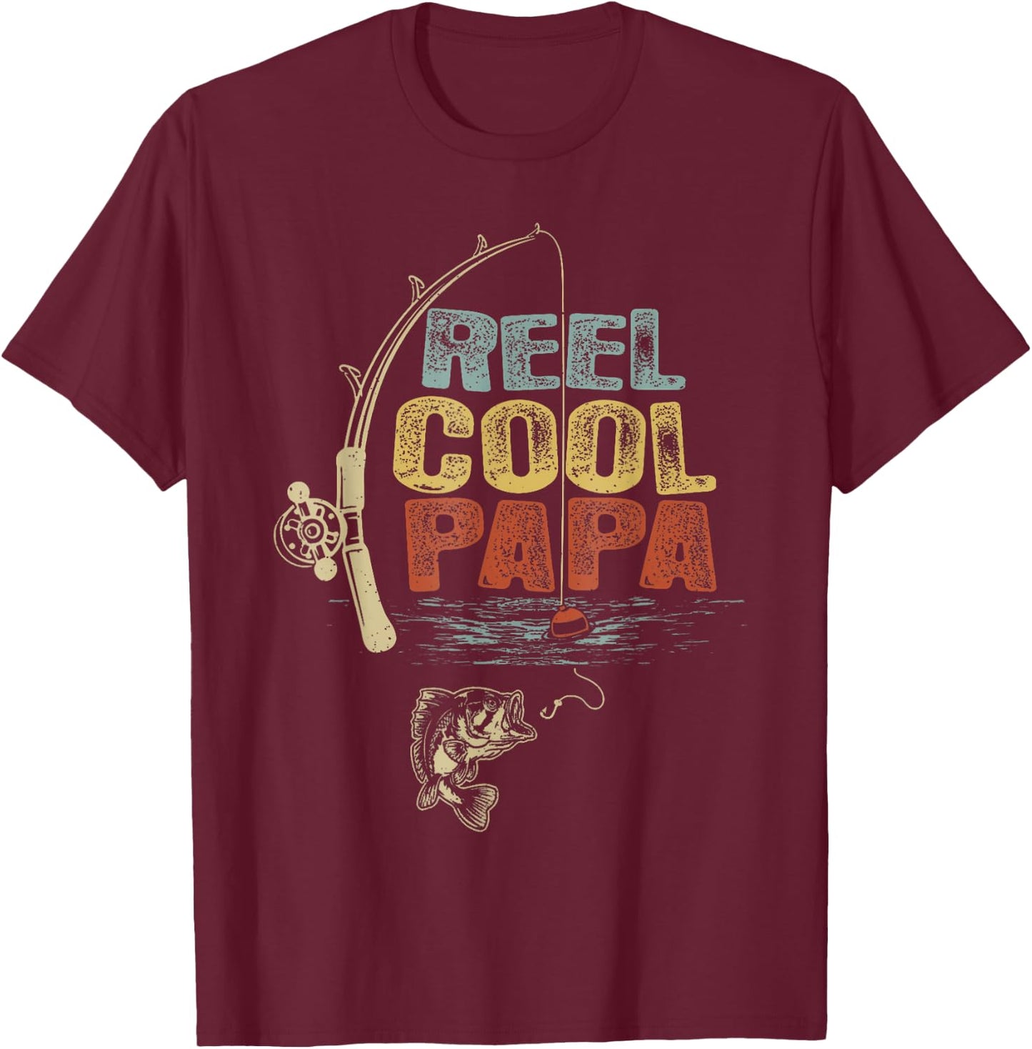 Funny Fisherman Vintage Reel Cool Papa Father Day T-Shirt - T-Shirt | Maroon