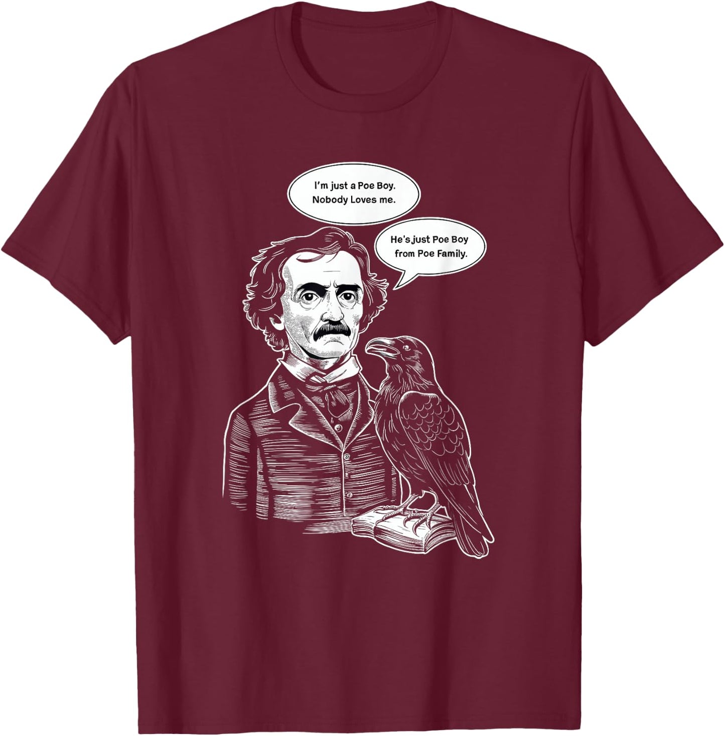 Edgar Allan Poe Fan Classic Literature Literary Figure T-Shirt - T-Shirt | Maroon