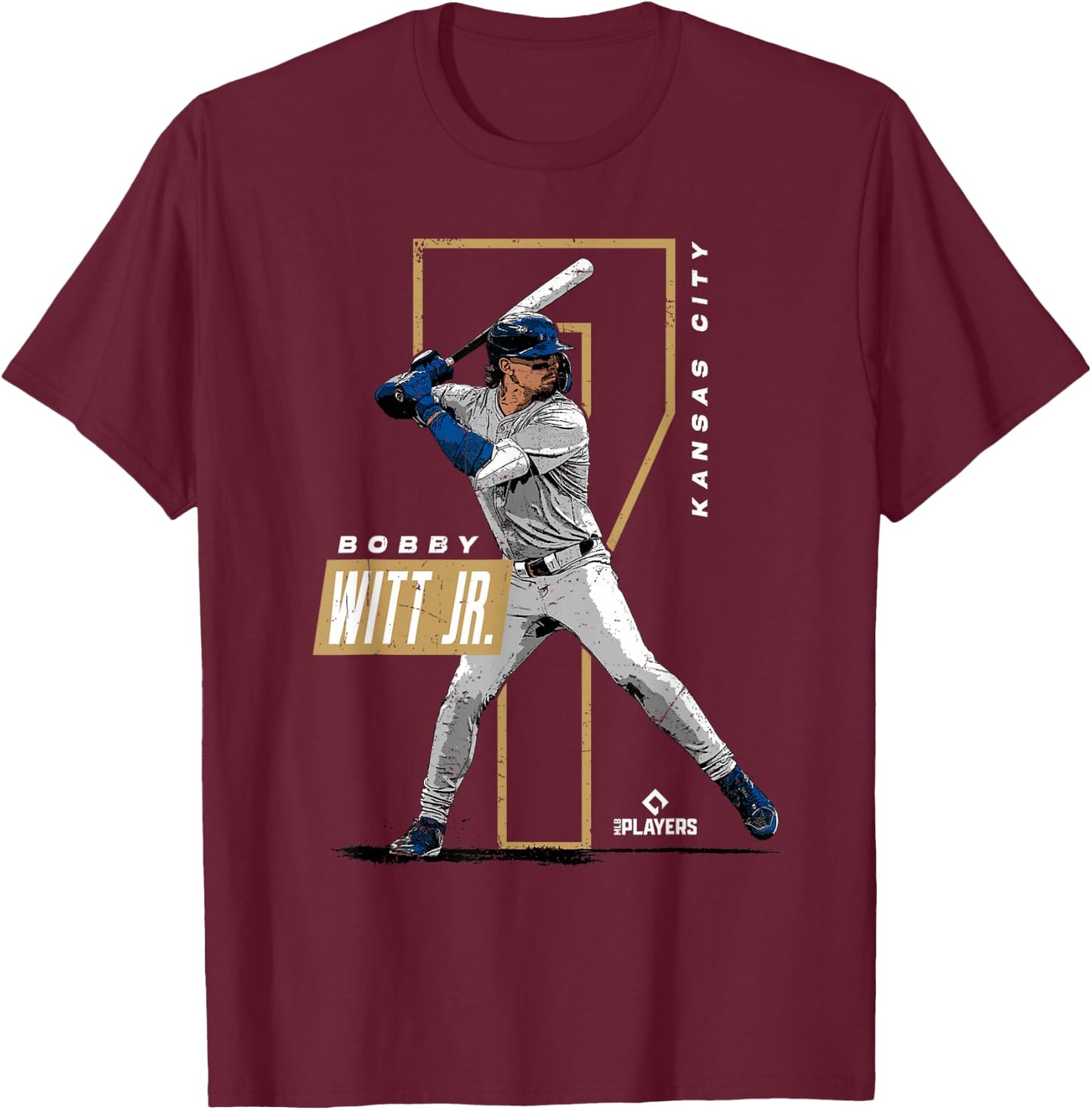 Bobby Witt Jr. | Kansas City Baseball Players | MLBWIT3002 T-Shirt - T-Shirt | Maroon