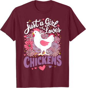 Just A Girl Who Loves Chickens Chicken T-Shirt - T-Shirt | Maroon