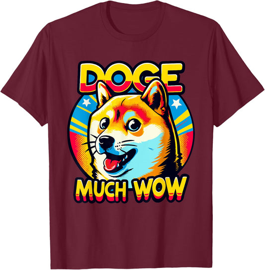 Meme Culture Doge Much Wow Vibrant Dog Lover T-Shirt - T-Shirt | Maroon