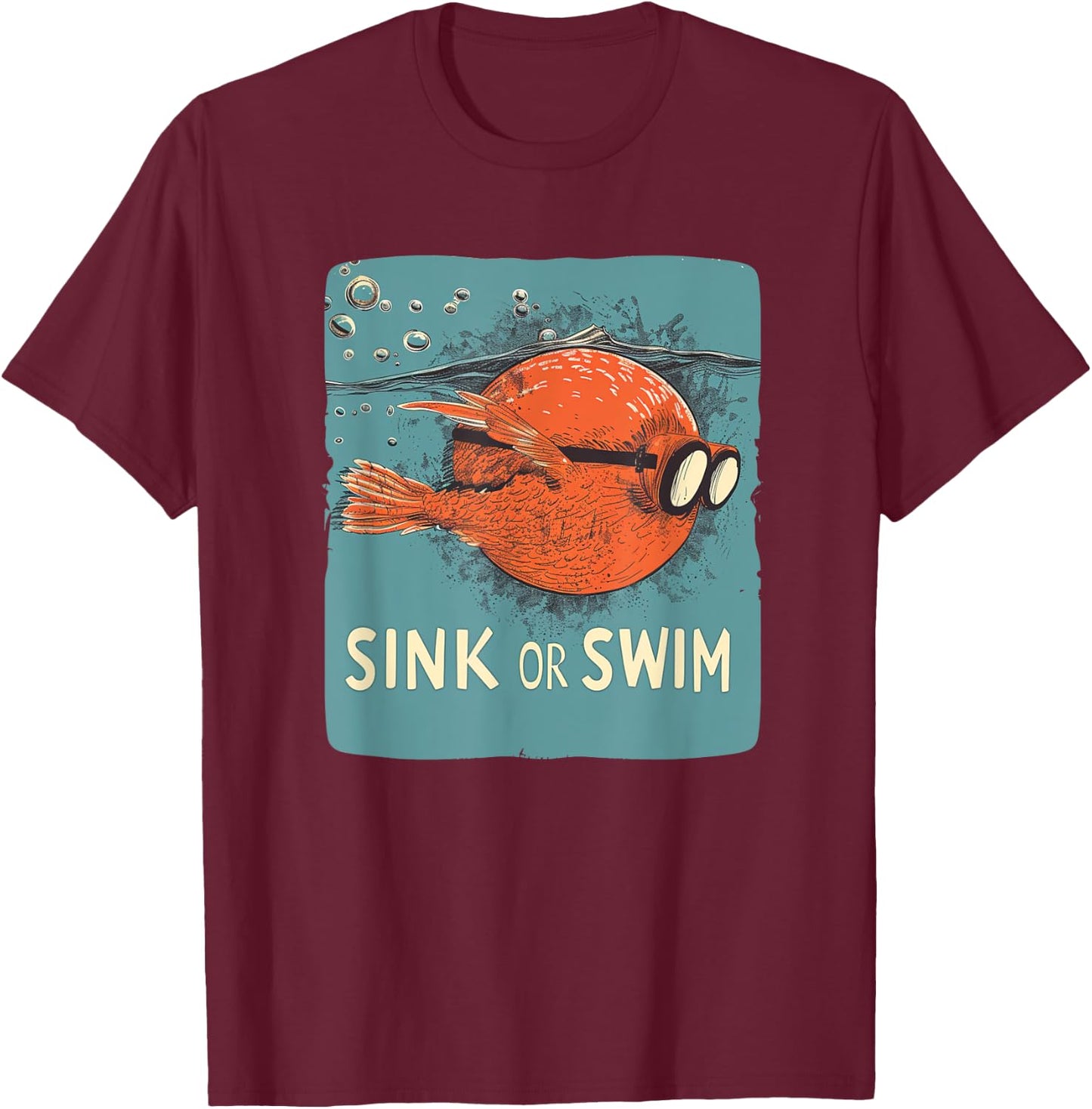 Sink or swim fish with glasses Costume for funny Idiom Fans T-Shirt - T-Shirt | Maroon