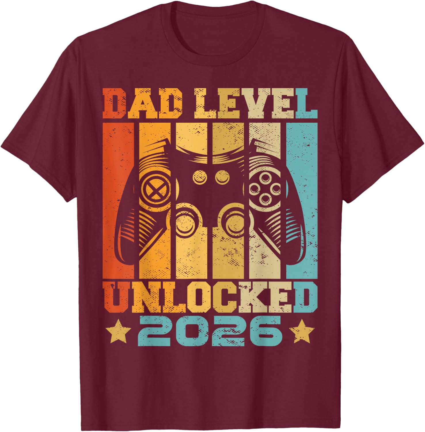 Dad Level Unlocked 2026 Baby Announcement Daddy Gaming T-Shirt - T-Shirt | Maroon