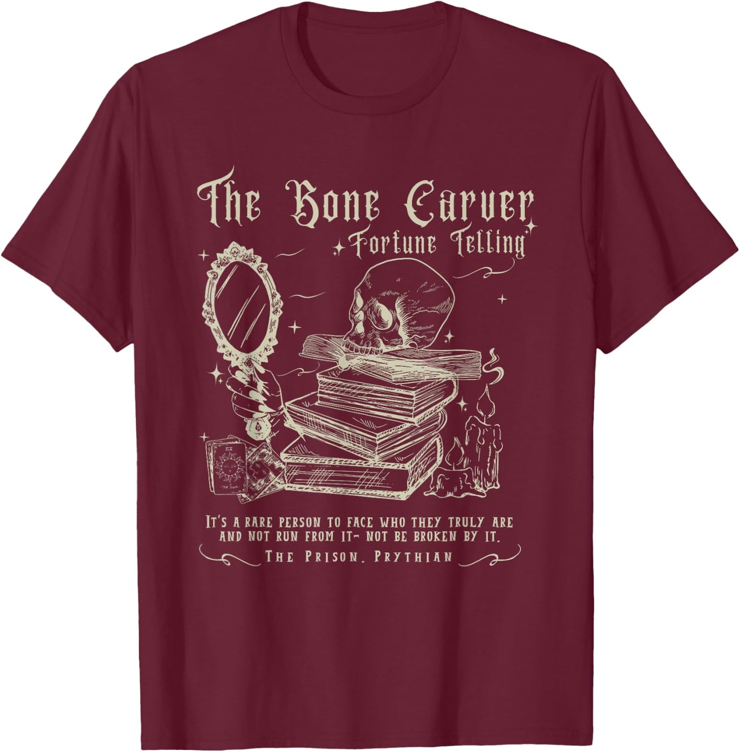 Vintage The Bone Carver Death God Tour Skeleton Spicy Books T-Shirt - T-Shirt | Maroon