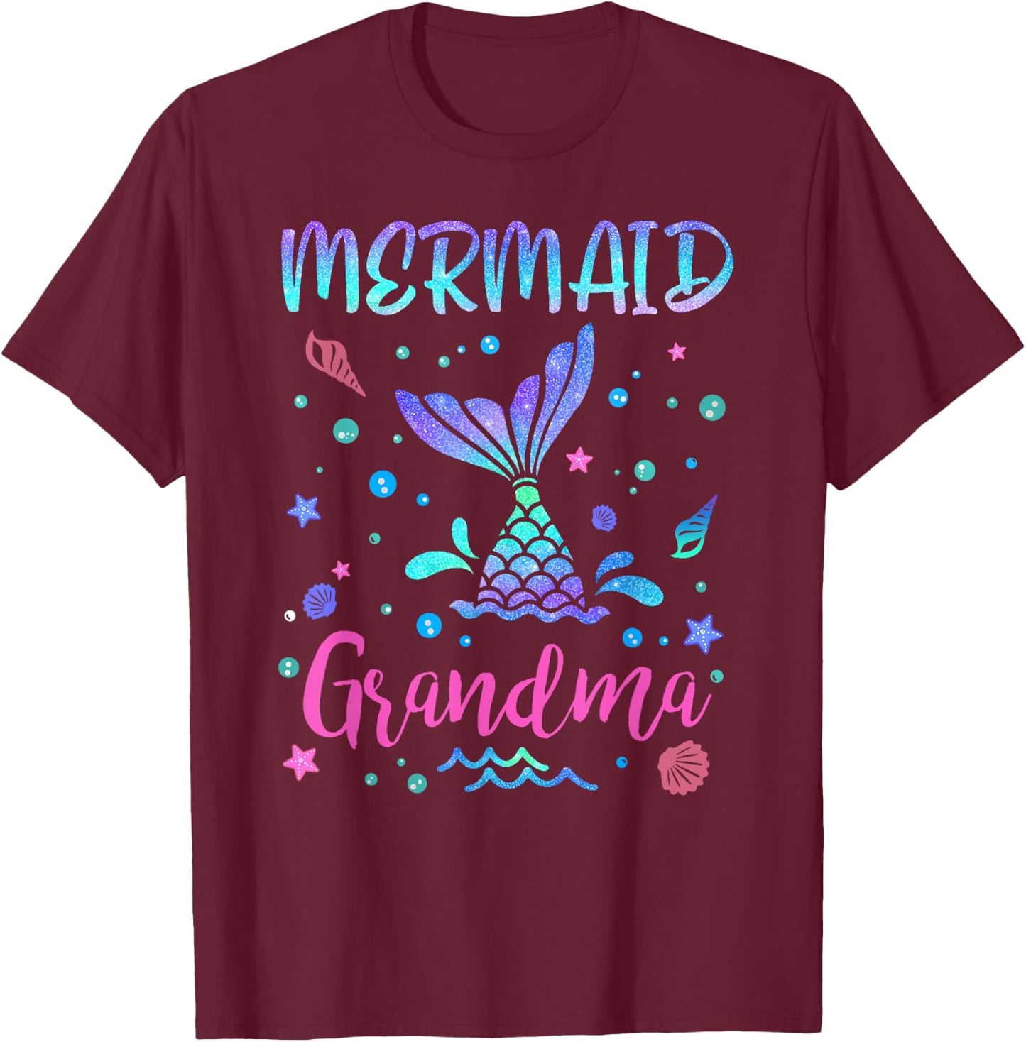 Birthday Mermaid Grandma Matching Family Bday Party Squad T-Shirt - T-Shirt | Maroon