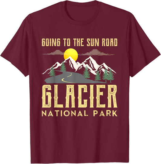 Going To The Sun Road Shirt Montana Shirt Glacier National T-Shirt - T-Shirt | Maroon