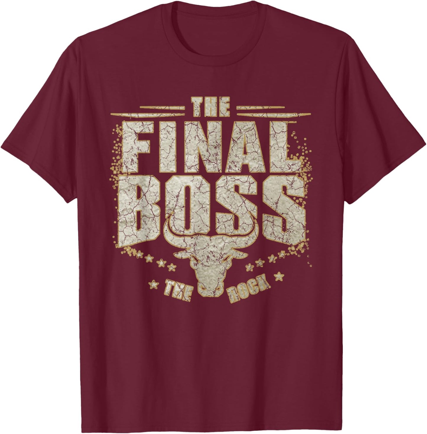 The Final Boss Vintage Rock Music Final Boss Gamer Bull Head T-Shirt - T-Shirt | Maroon