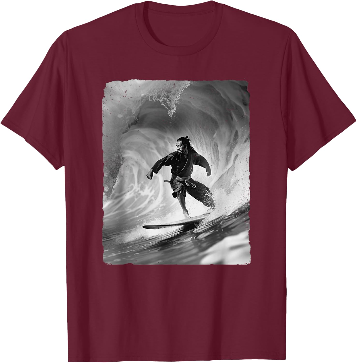 Samurai Surfing Ninja Surf Wave Japanese Summer Awesome Fun Women Kids T-Shirt - T-Shirt | Maroon