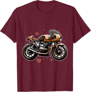 Vintage Motorcycle Cafe Racer Enthusiast Classic T-Shirt - T-Shirt | Maroon