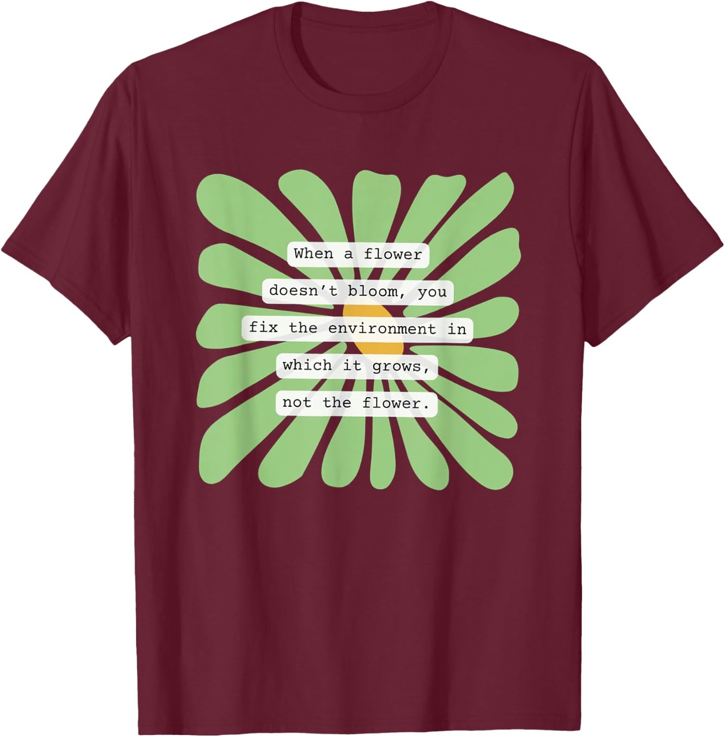Women Environmental Behavioral Therapy Floral BCBA ABA RBT T-Shirt - T-Shirt | Maroon