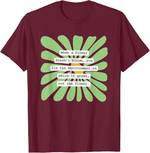 Women Environmental Behavioral Therapy Floral BCBA ABA RBT T-Shirt - T-Shirt | Maroon