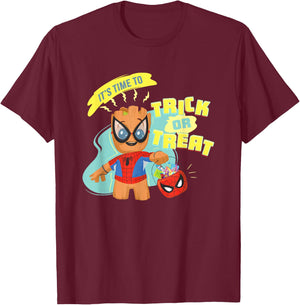 Marvel Classic Halloween Time To Trick Or Treat Baby Groot T-Shirt - T-Shirt | Maroon