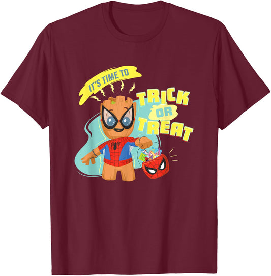 Marvel Classic Halloween Time To Trick Or Treat Baby Groot T-Shirt - T-Shirt | Maroon