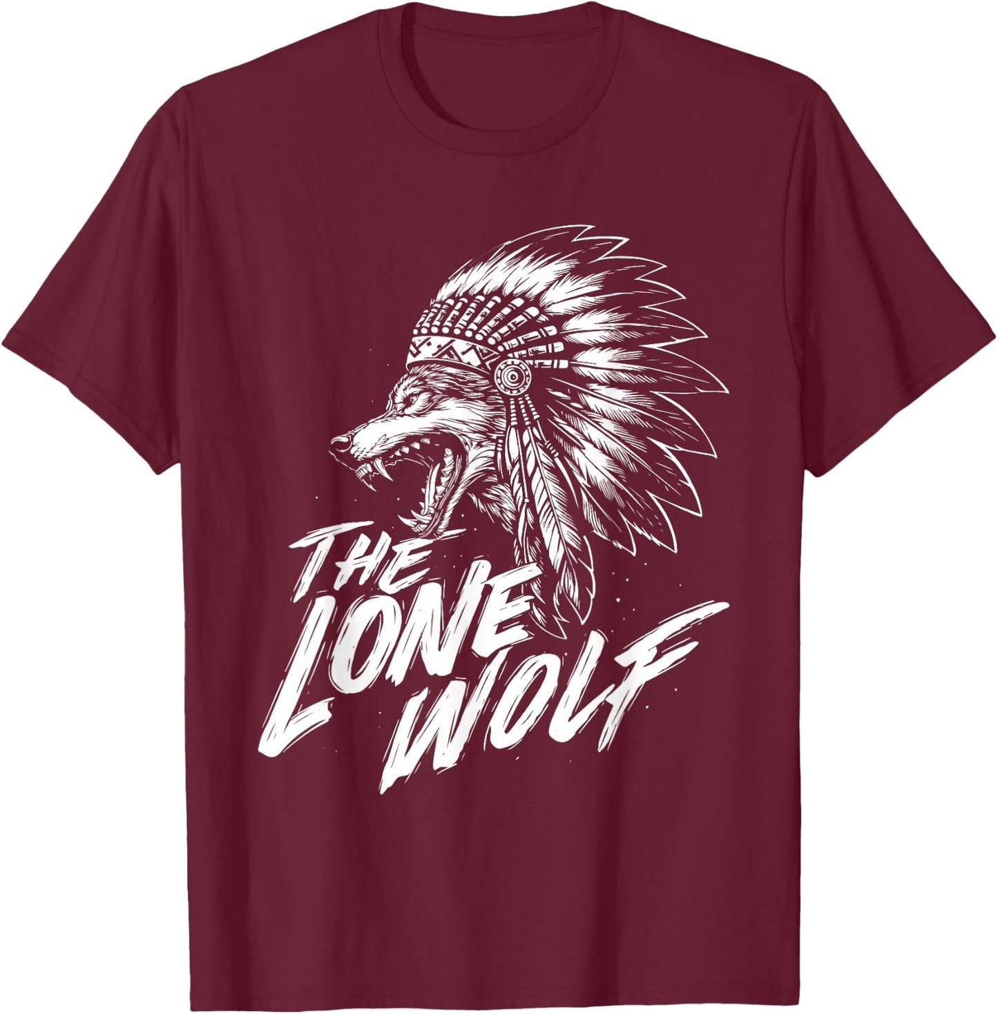 The Lone Wolf - Wolf Lover Outdoor Enthusiast T-Shirt - T-Shirt | Maroon