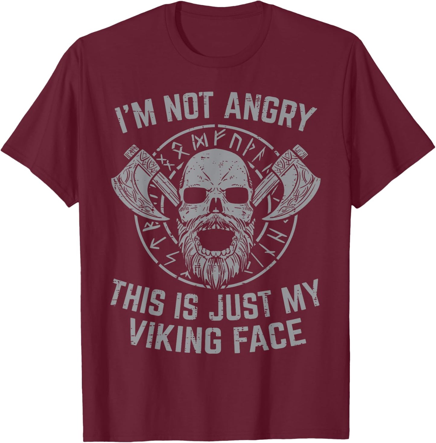 Not Angry This Is My Viking Face Funny Norse Men Women Kids T-Shirt - T-Shirt | Maroon