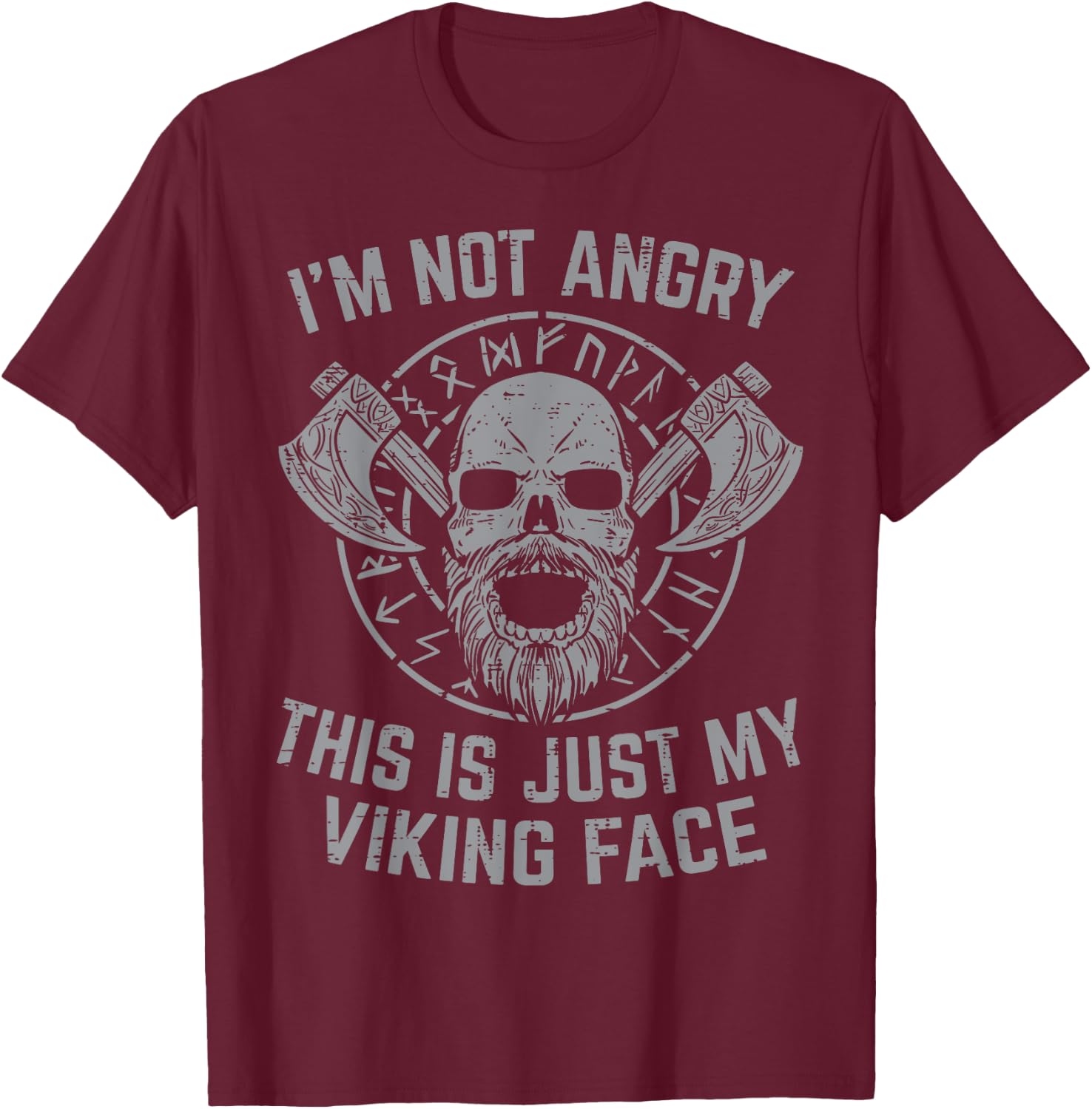 Not Angry This Is My Viking Face Funny Norse Men Women Kids T-Shirt - T-Shirt | Maroon