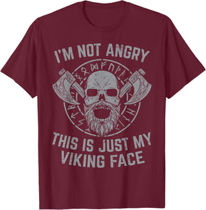 Not Angry This Is My Viking Face Funny Norse Men Women Kids T-Shirt - T-Shirt | Maroon