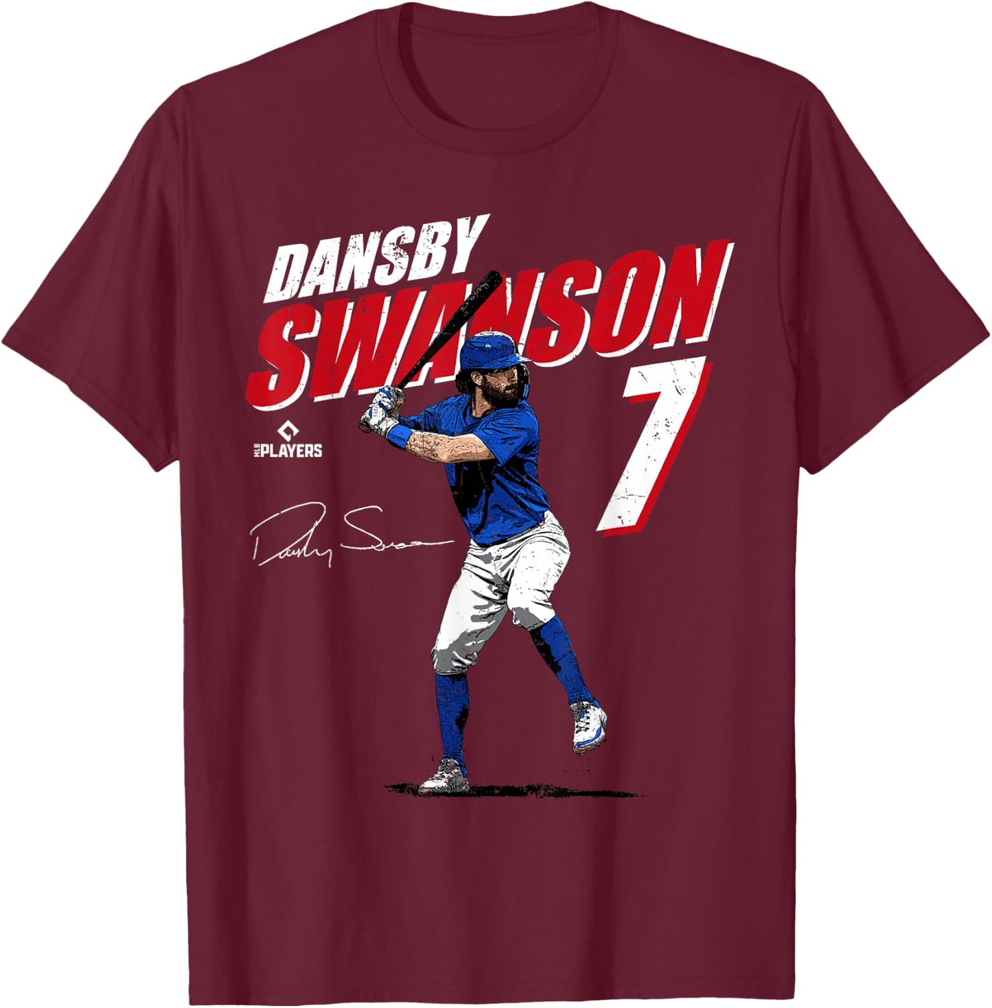 Dansby Swanson | Chicago Baseball Players | MLBDSN3001 T-Shirt - T-Shirt | Maroon