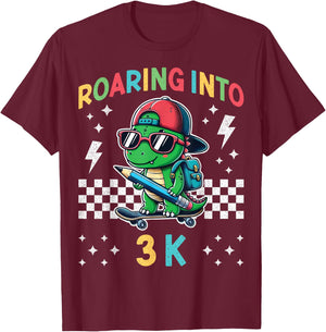Roaring Into 3K Dinosaur First Day of K3 Kid Im Ready for 3K T-Shirt - T-Shirt | Maroon