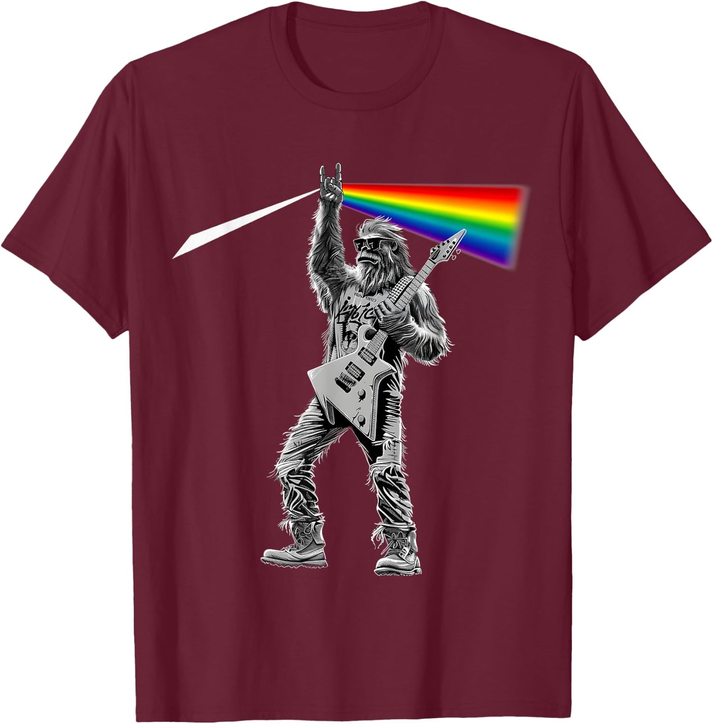 Funny Bigfoot Rock Music Gift Men Kids Women Funny Bigfoot T-Shirt - T-Shirt | Maroon