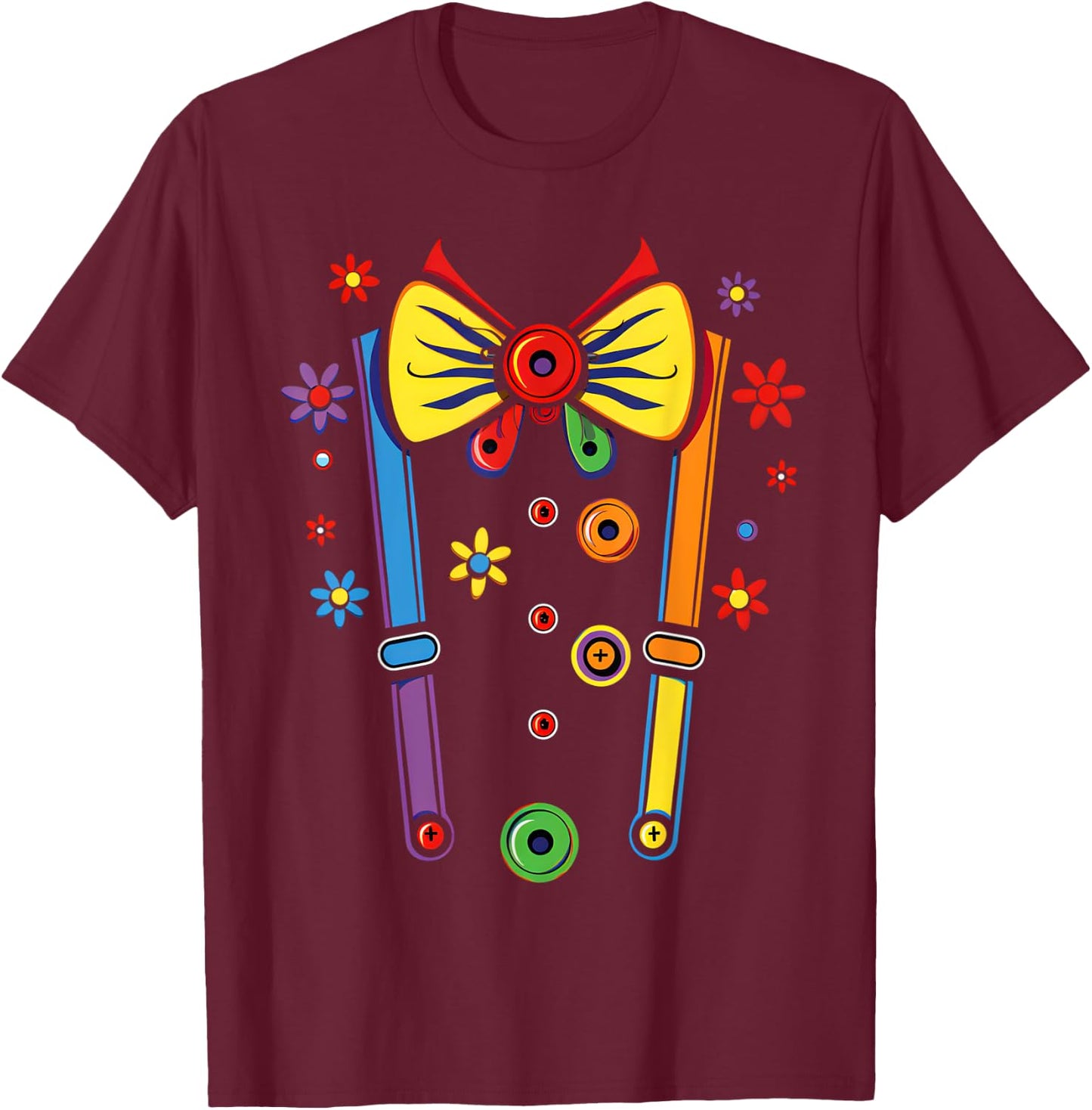 Clown Costume Circus Birthday Party Halloween Men Women Kids T-Shirt - T-Shirt | Maroon