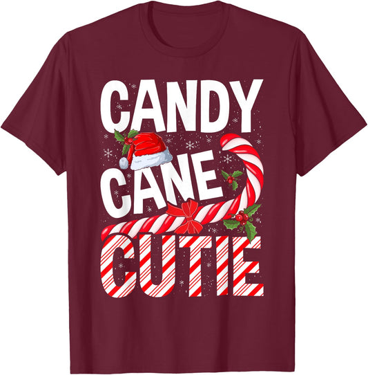 Candy Cane Cutie Christmas Xmas Women Girls Kids Toddler T-Shirt - T-Shirt | Maroon