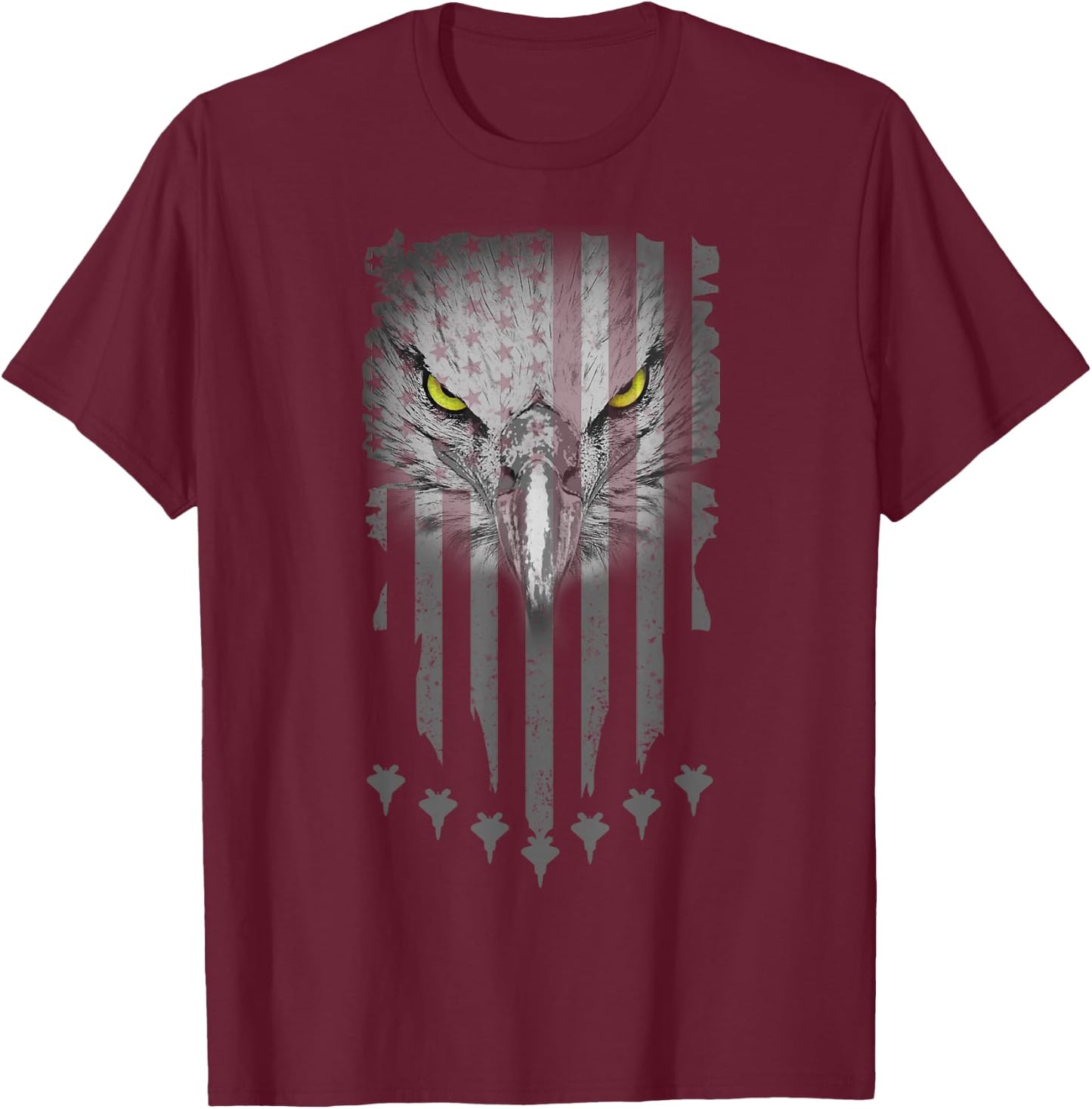 Patriotic Eagle Fighter Jets Fourth of July American Flag T-Shirt - T-Shirt | Maroon