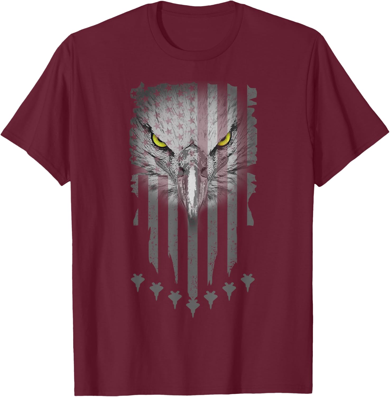 Patriotic Eagle Fighter Jets Fourth of July American Flag T-Shirt - T-Shirt | Maroon